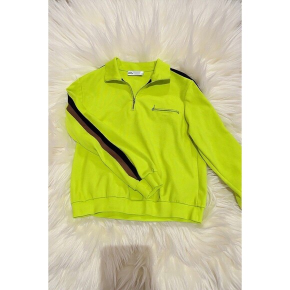 Tory Burch Knit Quarter Zip in Bright Lime Size Medium - Picture 7 of 14